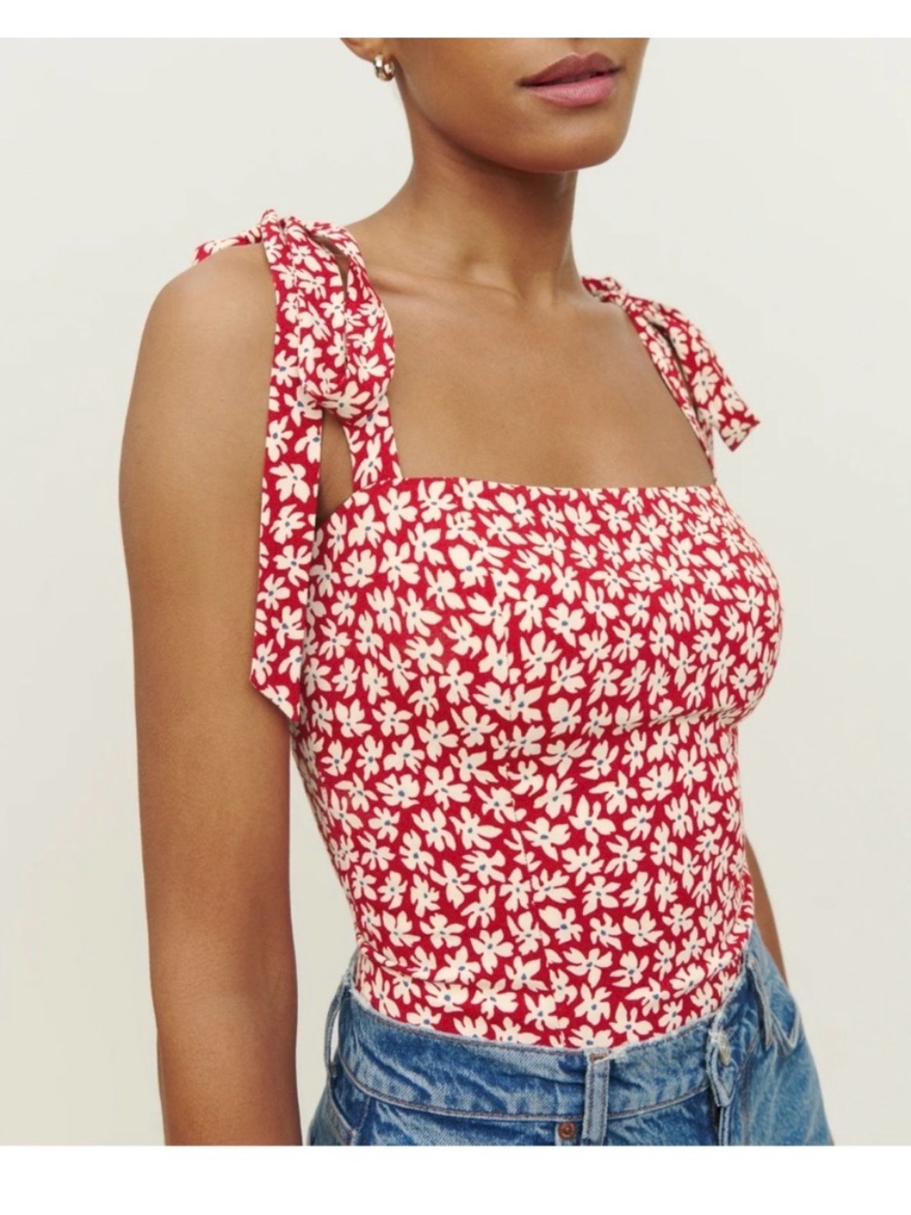 Reformation Ellora Tie-Shoulder Top in Carob - Size 6